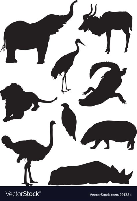 Zoo Animals Silhouette Royalty Free Vector Image