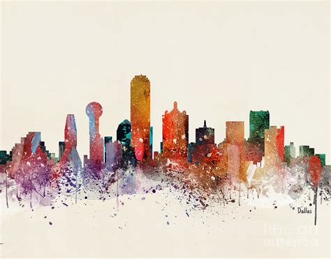 Dallas Skyline Painting By Bri Buckley Fine Art America