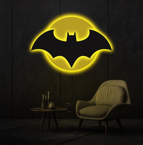 Bat Neon Sign Batsign Light Bat Led Sign Bat Neon Light Comics Neon