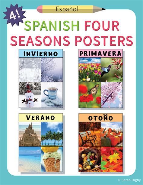 4 Spanish Four Seasons Posters Seasons Posters English Posters