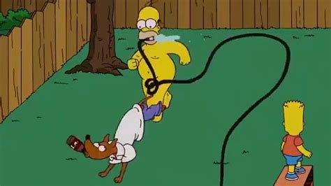 심슨 Homer는 개와 Bart의 무력감과 행복하게 놀아요 Youtube
