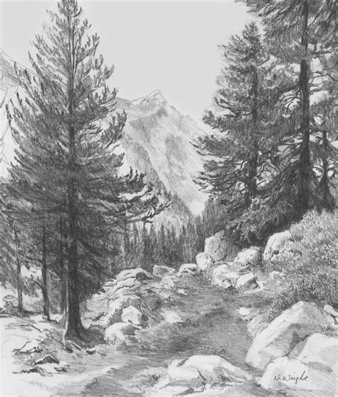 Landscape pencil drawing at getdrawings com free for personal use. Pin by Ewa Nowak on obrazy ołówkiem | Krajobraz, Szkice ...