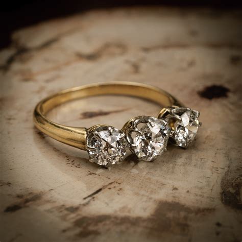 Exquisitely Beautiful Antique Edwardian Diamond Trilogy Engagement Rin