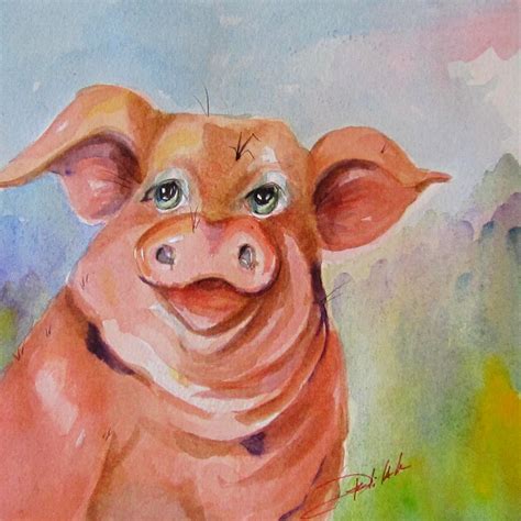 Painter Pig Mr Pig Painted In Watercolors