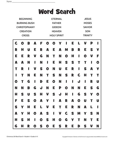 Holy Trinity Word Search Puzzle
