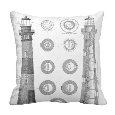 Vintage Bodie Island Lighthouse Diagram Throw Pillow Zazzle Pillows