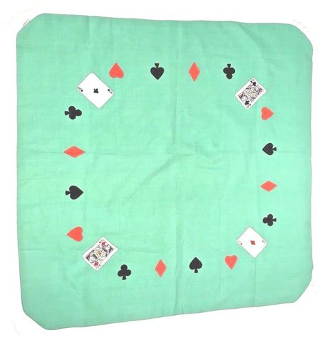 Vintage Tablecloth For Card Table Handmade Playing Cards Green