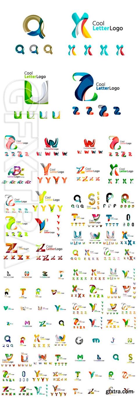 Stock Vectors Set Of Colorful Abstract Letter Corporate Logos Made Of