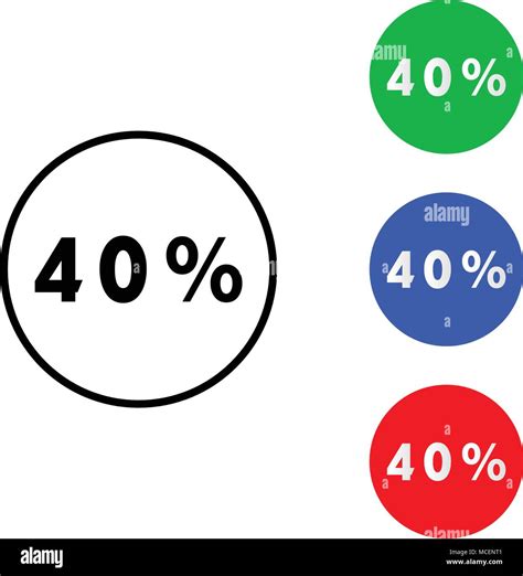 Forty Percent Icon Vector Illustration Flat And Outline Style Stock