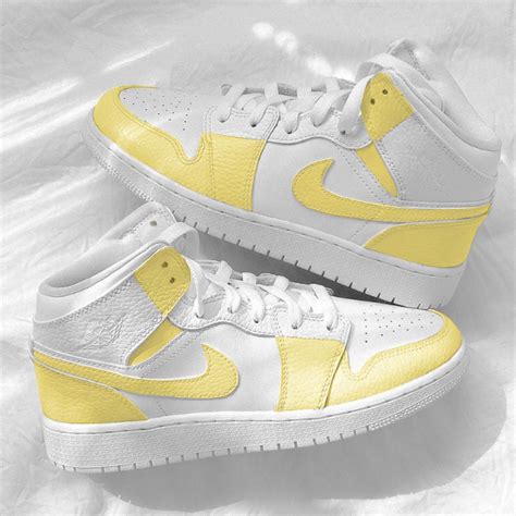 Jordan Shoes Custom Pastel Yellow Air Jordan 1s Color Whiteyellow