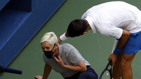 Novak Djokovic Disqualified After Hitting Ball At Line Judge In Us Open