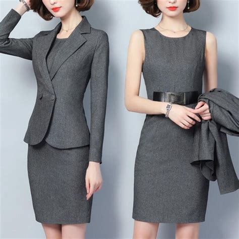 Formal Elegant Dress Suits Female Blazer Business Wear Work Dress For