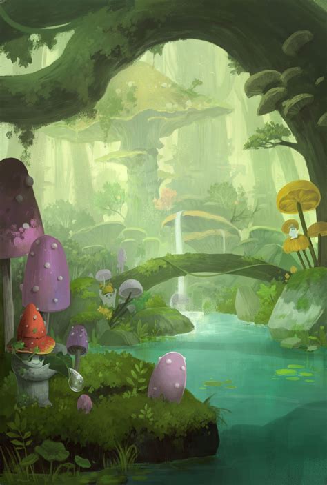 Mushroom Forest Ha Ko Fantasy Art Landscapes Forest Illustration