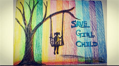 How To Draw Save Girl Child Drawing Step By Stepsave Girl Poster By