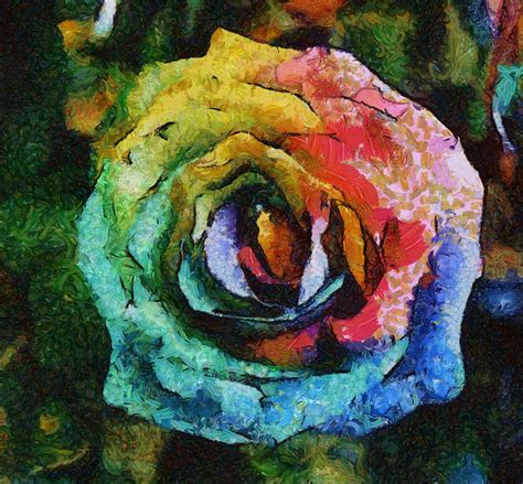 Rainbow Rose Square Format Painting Painting By Eti Reid Fine Art America