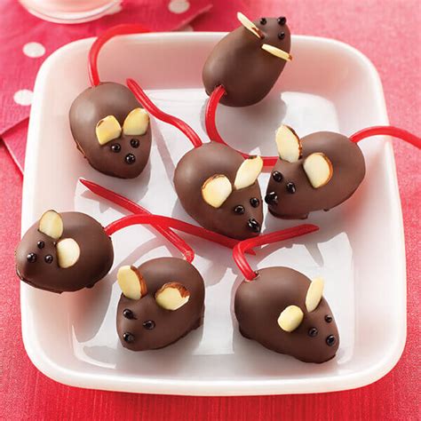 I break the chocolate into bits, and melt over a pan of simmering water, then stir in the egg yolks. Peanut Butter Christmas Mice Recipe | Land O'Lakes