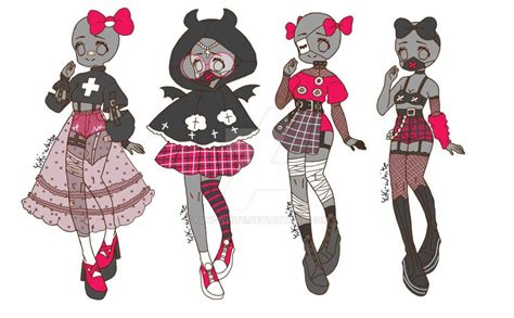 Goth Outfit Adopt Set Open Price Lowered By Yuki White On Deviantart Character Design