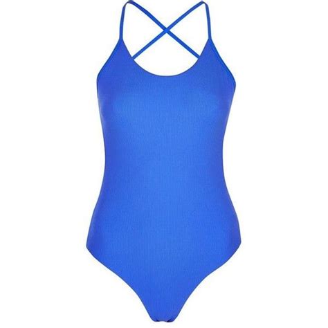 Topshop Slinky Ribbed Swimsuit 35 Liked On Polyvore Featuring