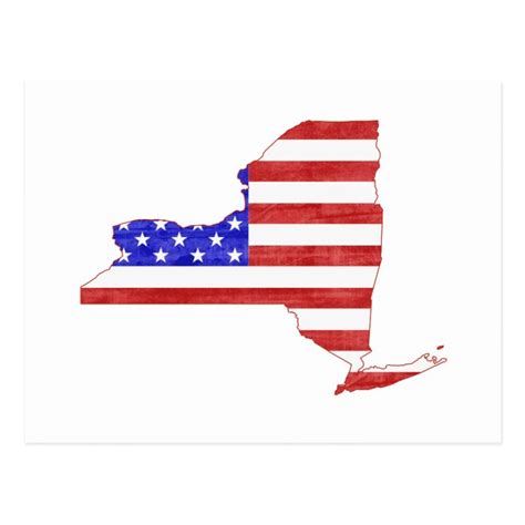 New York State Shaped American Flag Postcard Uk