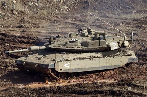 Israeli Merkava Main Battle Tank Mbt In Golan Heights Near Syria