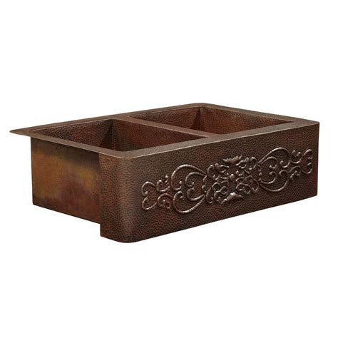 Radiance farmhouse double copper sink. SINKOLOGY Bernini Farmhouse Apron Front Handmade Pure ...