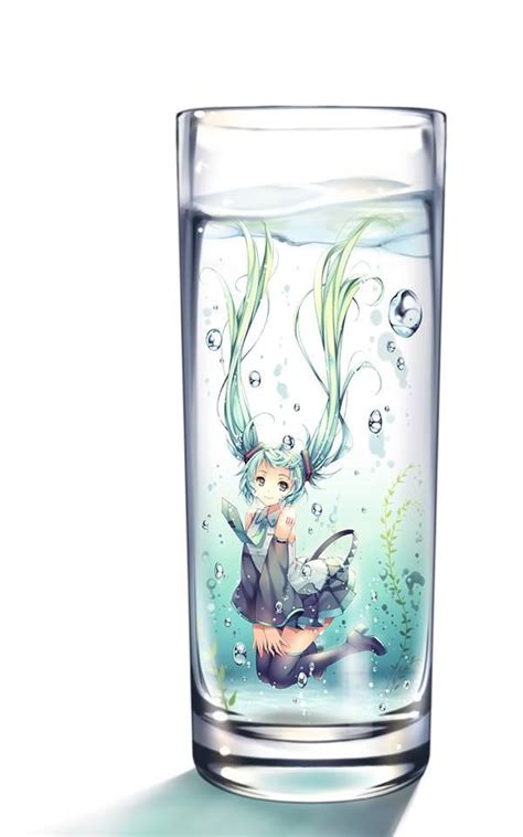 Hatsune Miku In A Glass Of Water Arte De Anime
