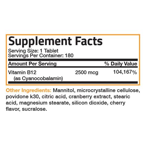 Vitamin B12 2500mcg Shot Of Energy Fast Dissolve Chewable Tablets
