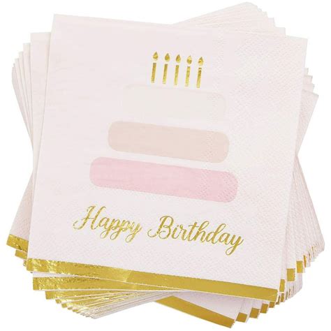 50 Pack Happy Birthday Cake Party Paper Napkins 65 For Birthday