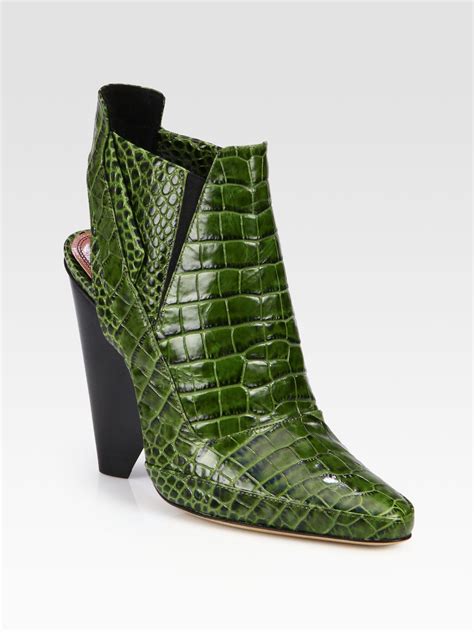 Lyst Derek Lam Tate Crocodileembossed Leather Ankle Boots In Green