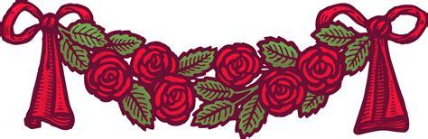 Vintage Red Roses With Ribbons Banner Free Clip Art