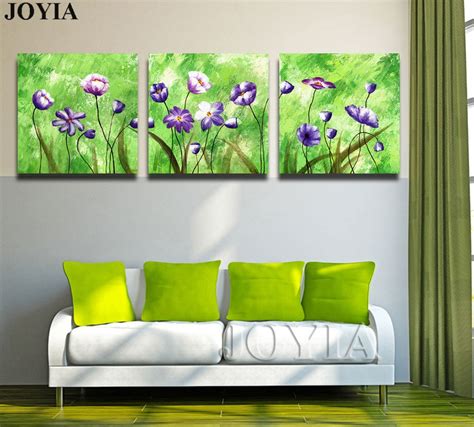 3 Piece Triple Paintings Set Abstract Floral Wall Art Printed Canvas