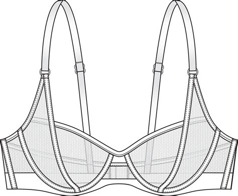 Mesh Bra Technical Sketch Editable Lingerie Flat Fashion Illustration 3331061 Vector Art At