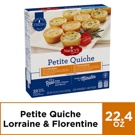 Nancys Lorraine And Florentine Petite Quiche Frozen Appetizer 32 Count