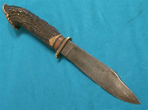 Antique Marbles Stag Big Hunting Skinner Bowie Knife Vg Antique