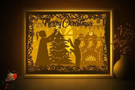 Merry Christmas Silhouette Lightbox Shadow Box SVG Template (1167710
