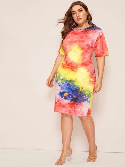 Product Name Plus Tie Dye Bodycon Dress At Shein Category Plus Size