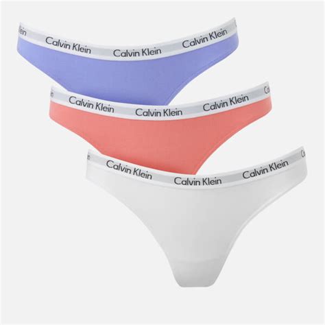 Calvin Klein Womens 3 Pack Thongs Whiteepthmeralsensation Free