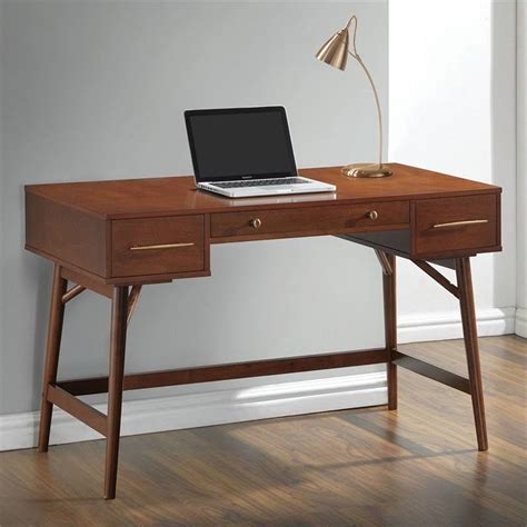 Pemberly Row 3 Drawer Writing Desk In Walnut And Bronze Wxf 1 S