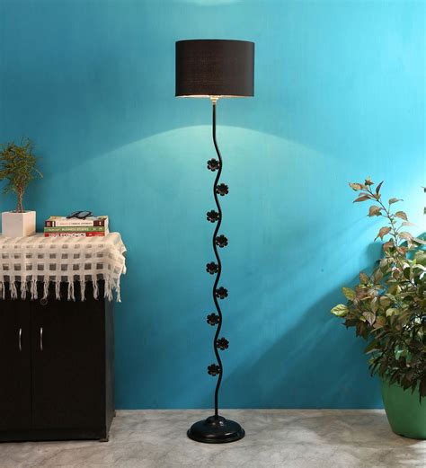 Buy Alice Black Cotton Shade Club Floor Lamp With Iron Base By New Era