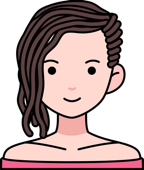 Avatar User Woman Girl Person People Dreadlock Hair Colored Outline