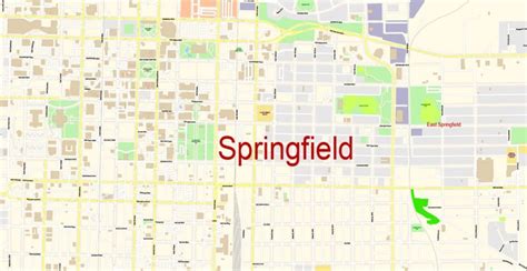 Springfield Illinois Map Vector Exact City Plan Detailed Street Map