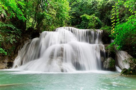 Wallpaper Thailand Kanchanaburi Nature Waterfalls Parks Tropics