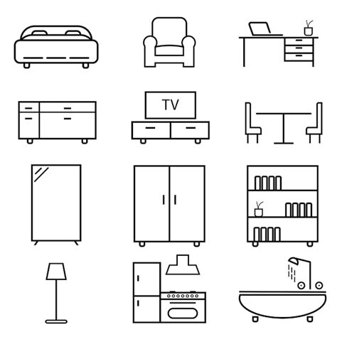 Premium Vector Vector Set Furniture And Home Decor Icons