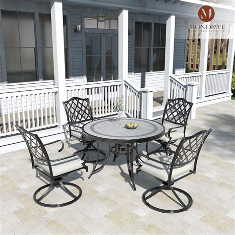 Mondawe Cast Aluminum Round Outdoor Dining Table 48 In W X 48 In L With