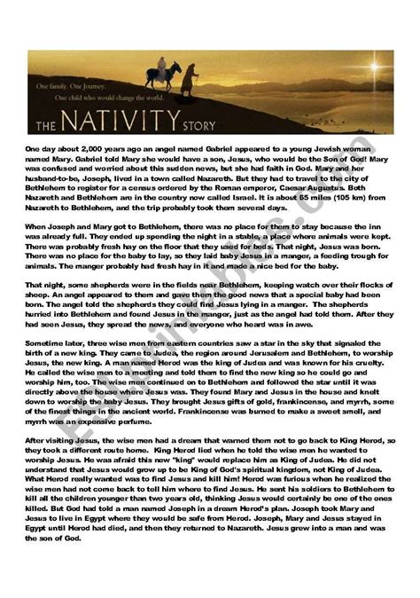 The Nativity Story Esl Worksheet By Stuartallen77