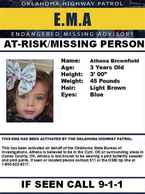 Oklahoma Investigators Identify Body As Missing 4 Year Old Girl