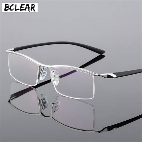buy bclear half rim alloy myopia eyewear eyeglasses men prescription spectacles