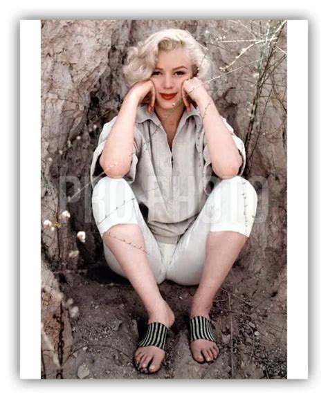 Busty Blonde Marilyn Monroe Outdoors Camel Toe Sits On Rock Rare 1961