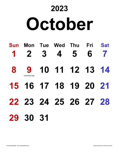 October 2023 Calendar Free Printable Calendar Blank October 2023