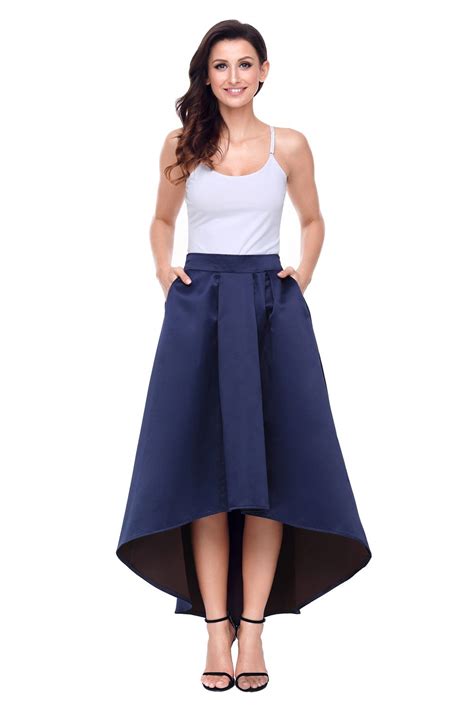 navy blue high low hem prom asymmetric skirt maxi skirt outfits prom skirt skirt fashion